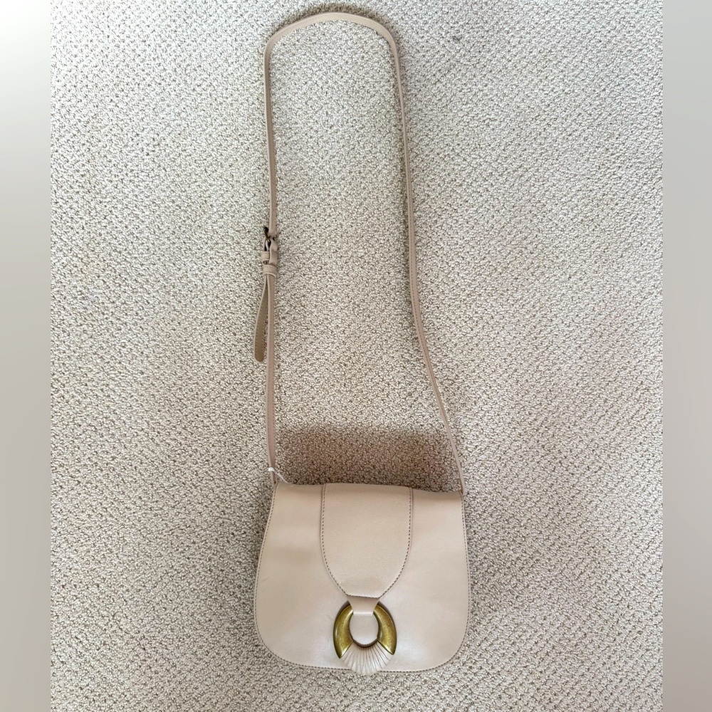 Lucky Brand Leather Cream / Off White Western Crossbody Bag with Gold Hardware